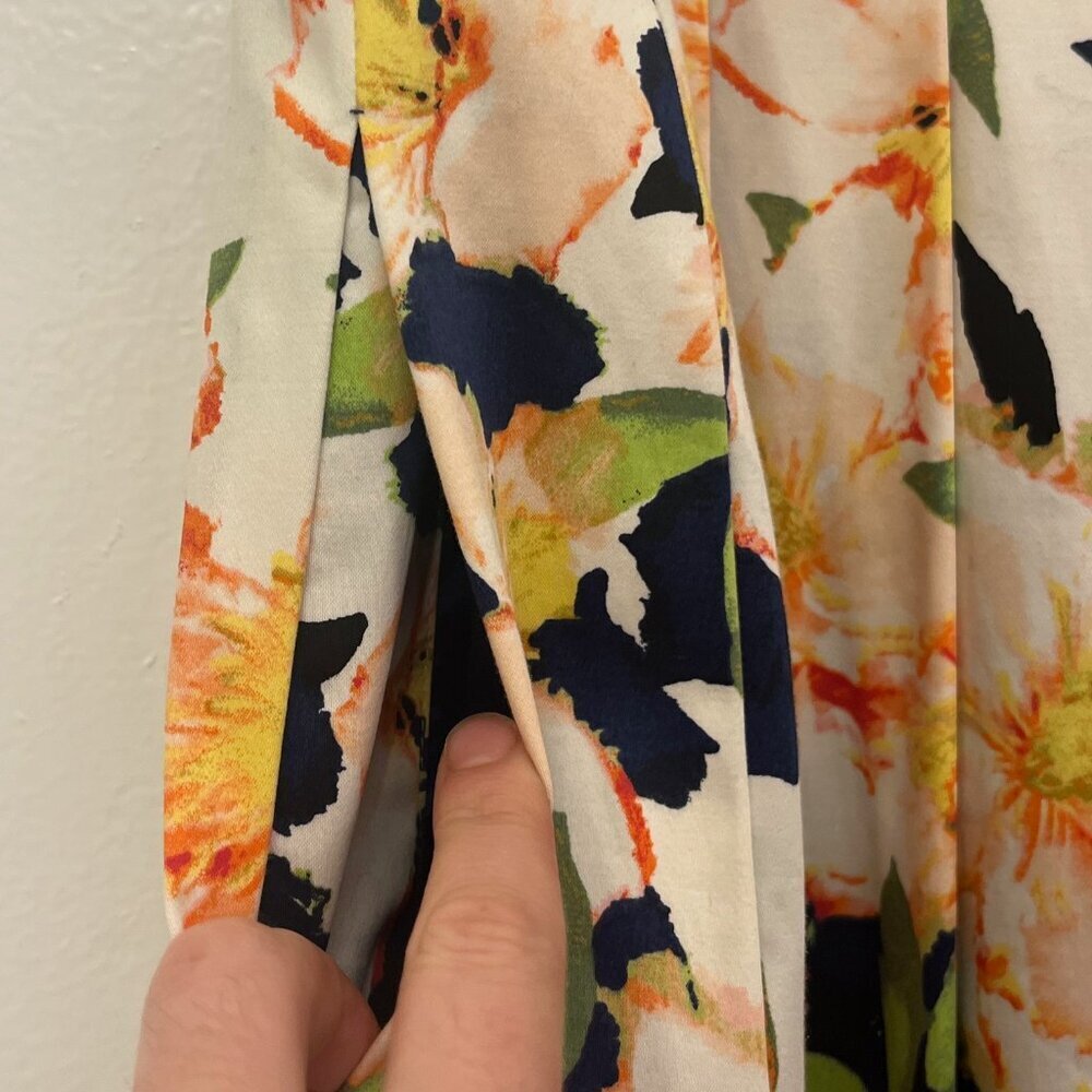 J Crew Sateen Fit & Flare Midi Cocktail Dress Sleeveless V Neck Floral Sz 2 - Picture 7 of 9